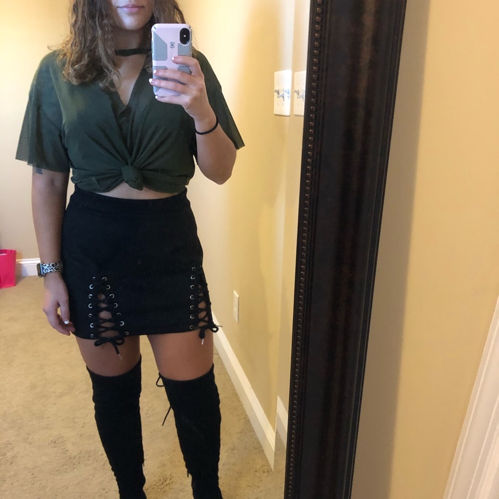 Black Mini Tie Skirt
